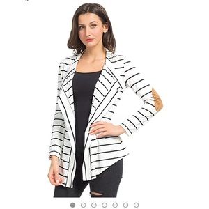 Lightweight Open Sweater with Suede Elbow Patches